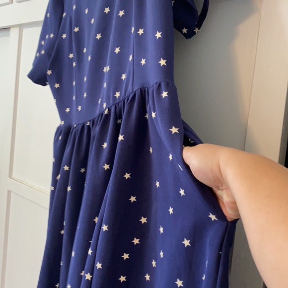 Factual Classic A line Dress  by ModCloth. Navy blue, white stars  with pockets. - Picture 5 of 16